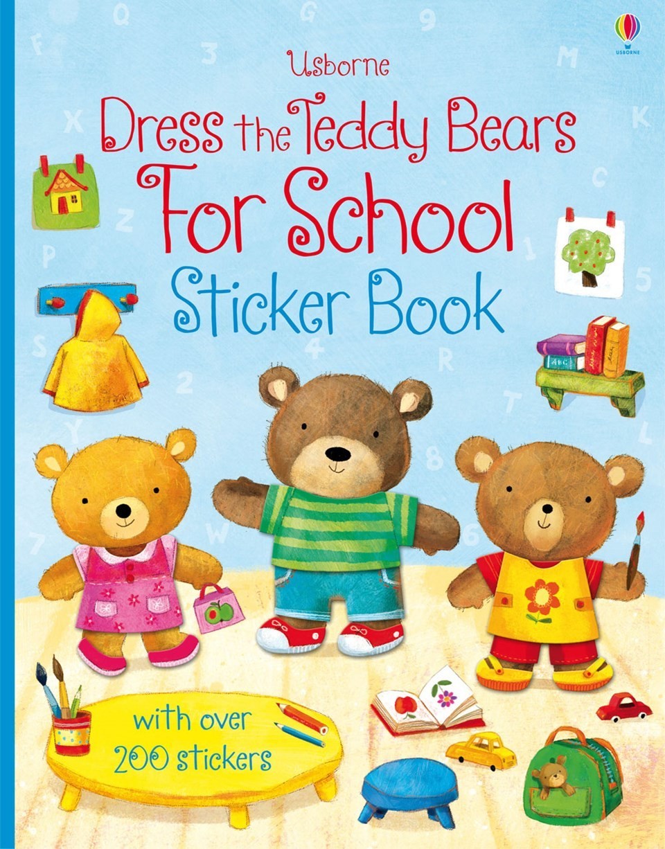 Dress the teddy bears for school sticker book