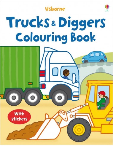 Trucks and diggers colouring book
