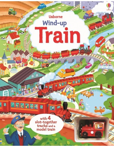 Wind-up train book with slot-together...